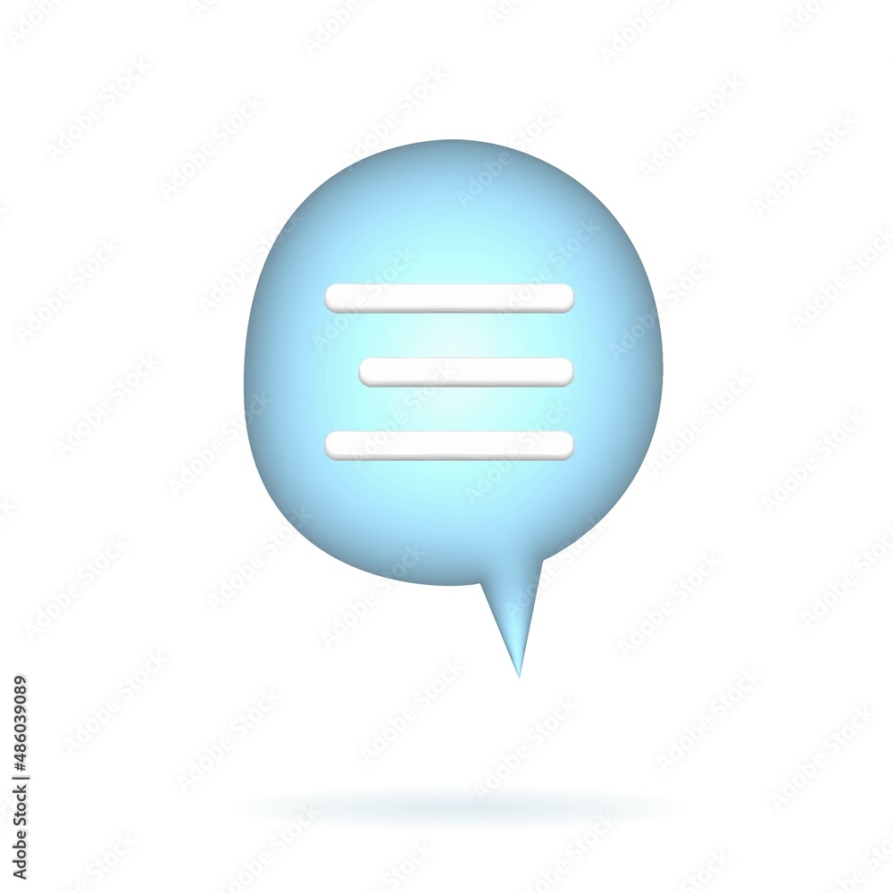 Speech bubble. Message bubble. Text cloud. 3d vector.