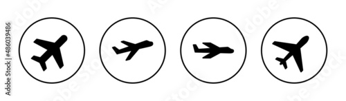 Plane icons set. Airplane sign and symbol. Flight transport symbol. Travel sign. aeroplane