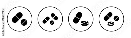 Pills icons set. capsule icon. Drug sign and symbol