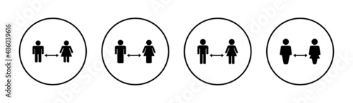 Social distancings set. social distance sign and symbol. self quarantine sign
