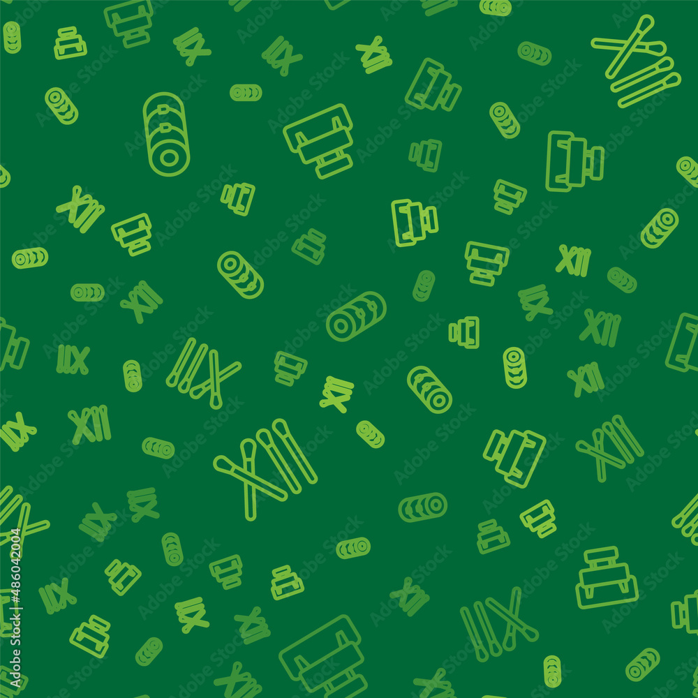 Set line Blanket roll, Match stick and Bench on seamless pattern. Vector Set line Blanket roll, Match stick and Bench on seamless pattern. Vector