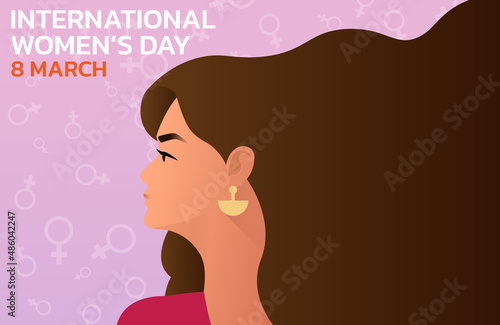 International Women's Day. Vector illustration of five happy smiling diverse women standing together.	