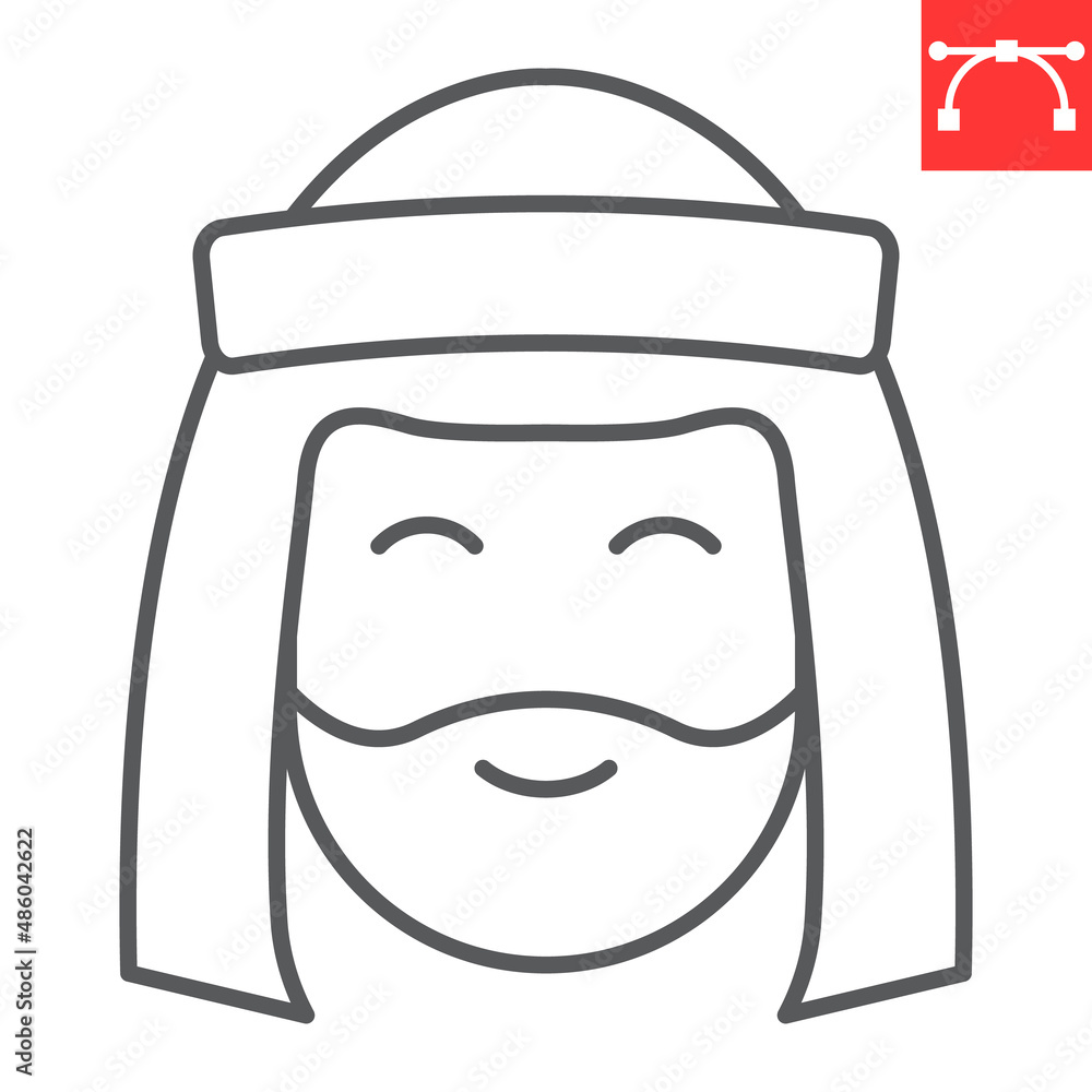 Arabic man line icon, keffiyeh and arabian, Muslim man vector icon, vector graphics, editable stroke outline sign, eps 10. Arabic man line icon, keffiyeh and arabian, Muslim man vector icon, vector graphics, editable stroke outline sign, eps 10.