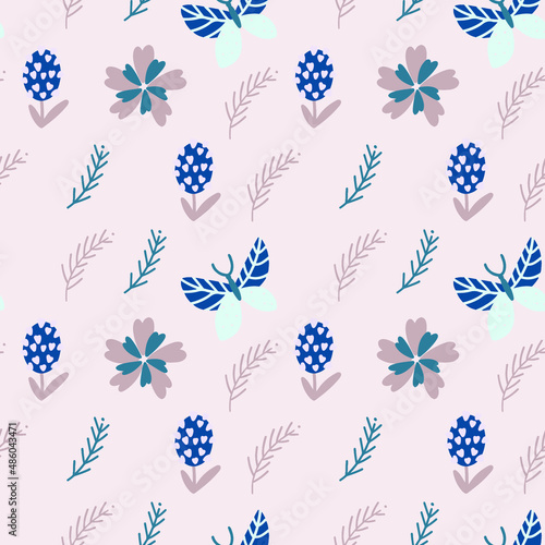 Abstract flowers seamless pattern. Kids pattern.