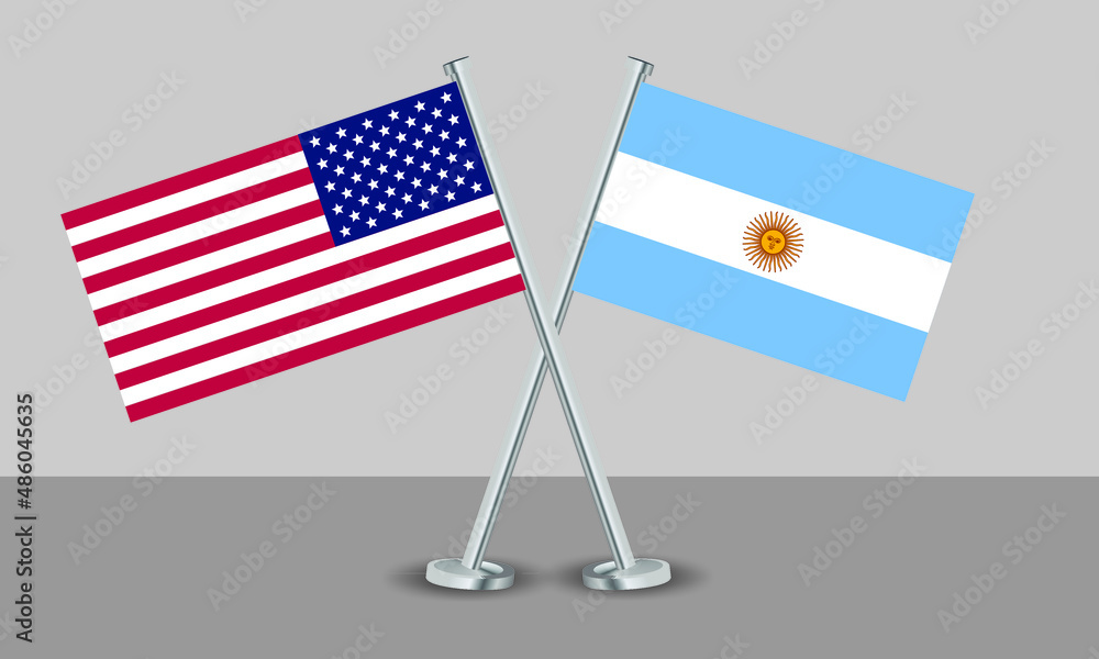 Φωτογραφία Crossed flags of United State of America (USA) and Argentina