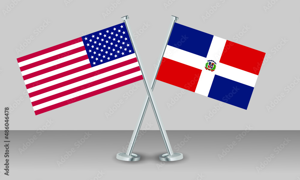 Φωτογραφία Crossed flags of United State of America (USA) and Dominican Republic