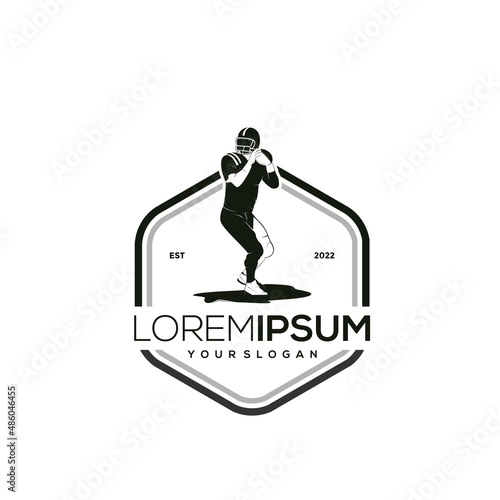 Silhouette logo design american football player