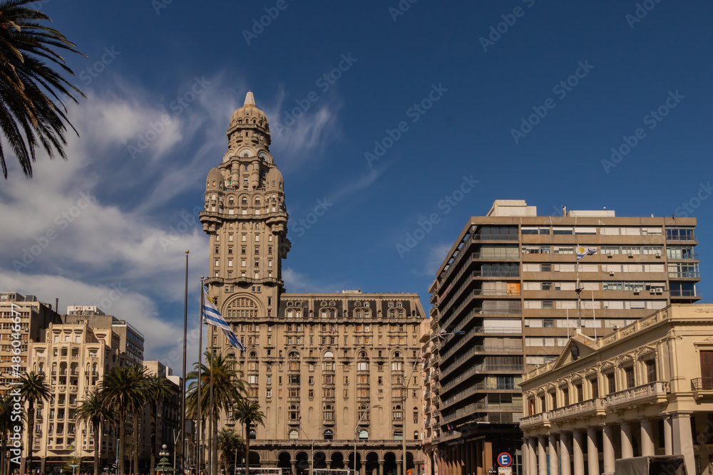 View of the square in the historic center of Montevideo