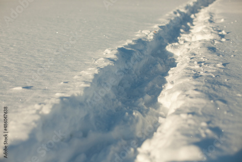 Path in snow. Path through deep snow.