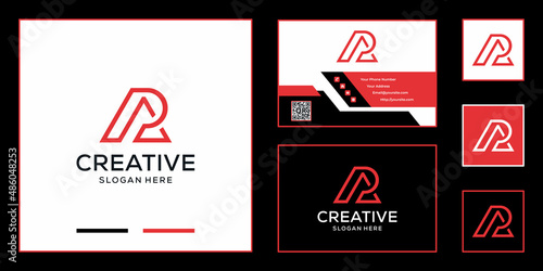 creative letter AP logo and business card design template