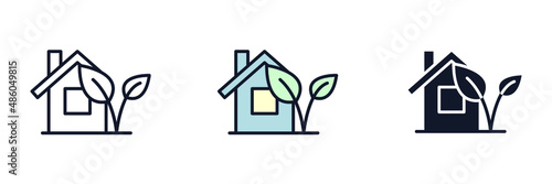 Eco Home icon symbol template for graphic and web design collection logo vector illustration