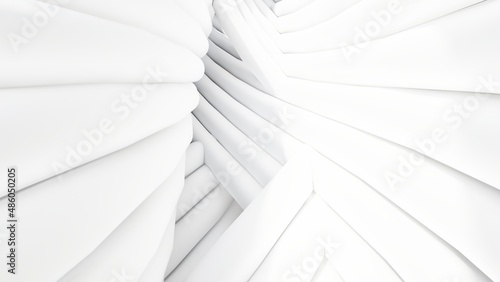 Abstract architecture background white wavy walls 3d render
