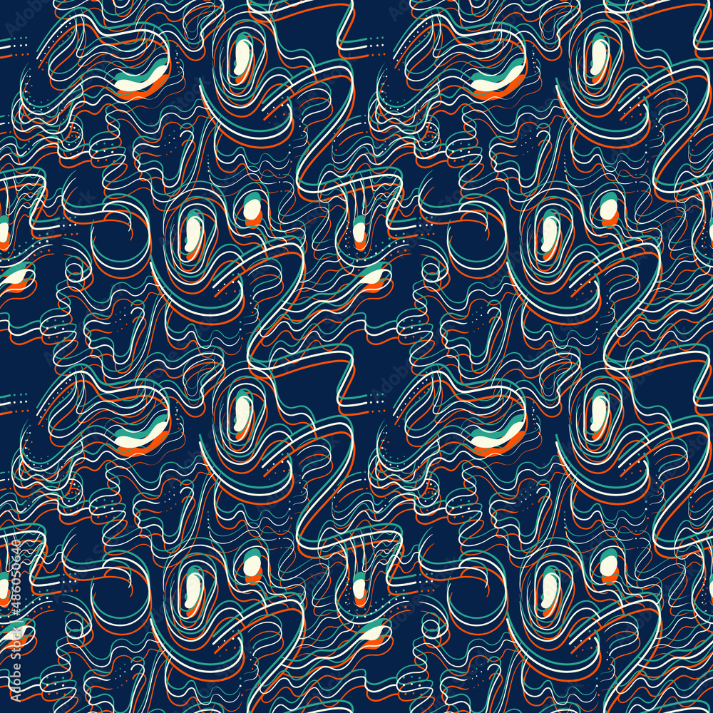 Naklejka premium Seamless abstract pattern with hand drawn ethnic line ornaments