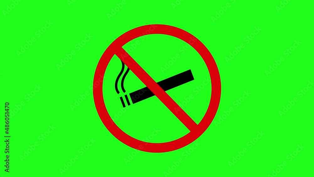 No smoking sign animation. No smoking in this location, Smoking Prohibited indoors. 4k animation on green background. Chroma key No smoking sign animation. No smoking in this location, Smoking Prohibited indoors. 4k animation on green background. Chroma key