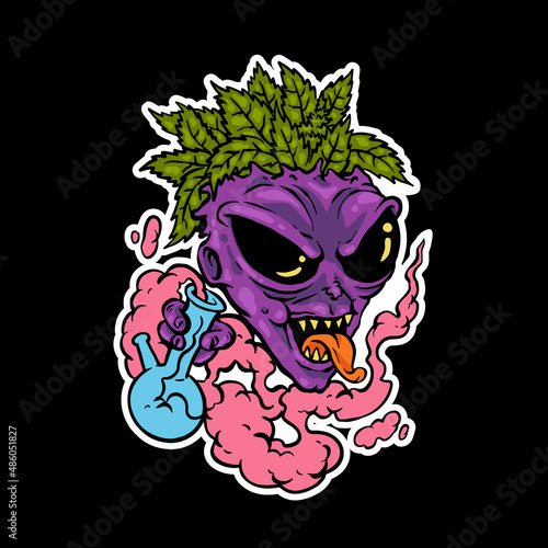 alien cannabis illustration