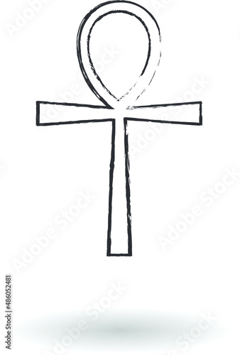 Ankh cross vector illustration, Egyptian cross of pharaohs symbol isolated over white background