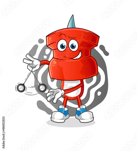 push pin head cartoon hypnotizing. cartoon mascot vector