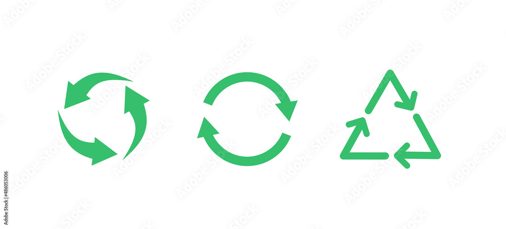 Recycle icon isolated on white background. Reuse logo green color. Vector illustration. Recycle icon isolated on white background. Reuse logo green color. Vector illustration.