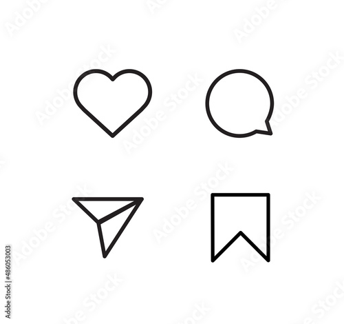 Social media notifications icon. Like, comment, share, save icon. Social network app symbol. Vector illustration