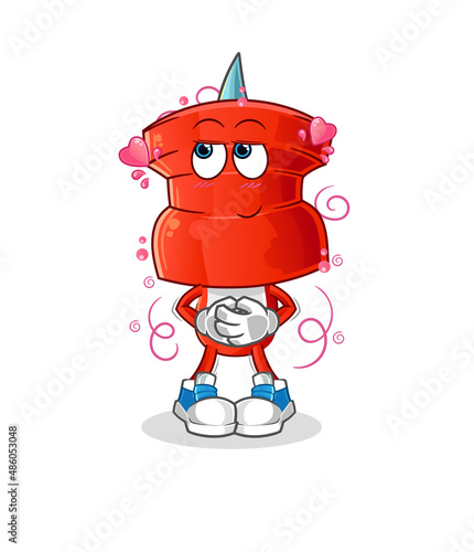 push pin head cartoon shy vector. cartoon character