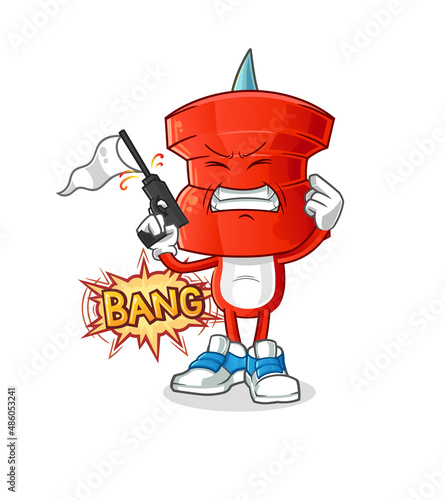 push pin head cartoon warning shot mascot. cartoon vector
