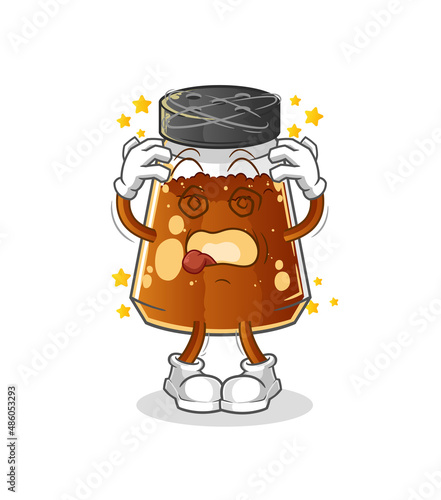 pepper powder dizzy head mascot. cartoon vector