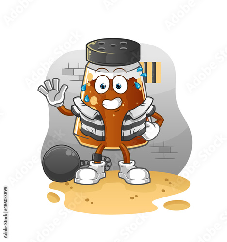 pepper powder criminal in jail. cartoon character
