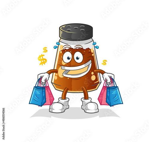 pepper powder shoping mascot. cartoon vector