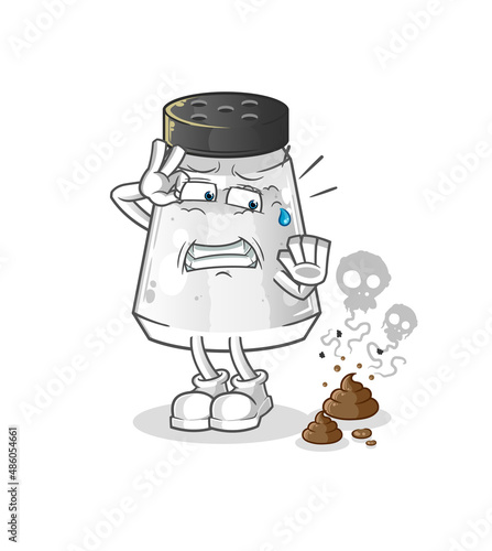 salt shaker with stinky waste illustration. character vector © dataimasu