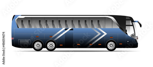 realistic travel bus side view with simple 

colors gradients, illustration passengers bus 

side view.

