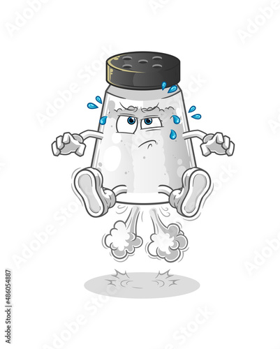 salt shaker fart jumping illustration. character vector