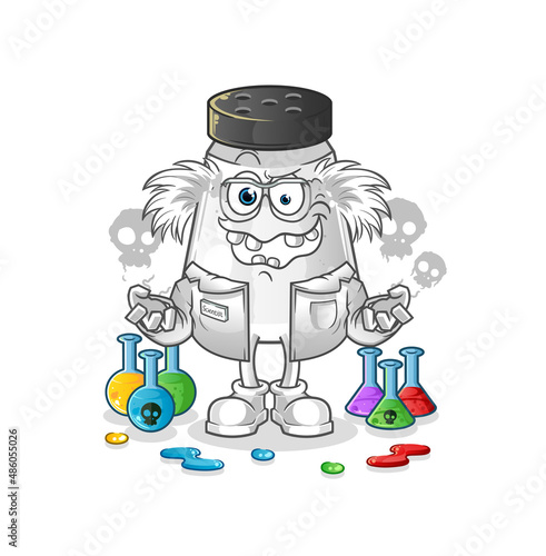 salt shaker mad scientist illustration. character vector