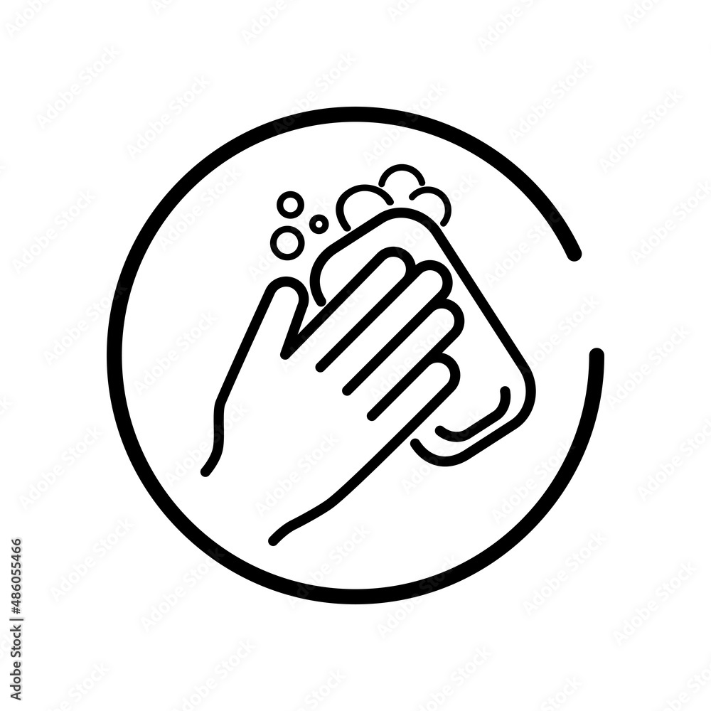 Vector illustration. Set of contour linear icons of hand washing, hand hygiene, disease prevention on a white background. Vector illustration. Set of contour linear icons of hand washing, hand hygiene, disease prevention on a white background.