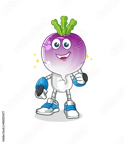 turnip head cartoon robot character. cartoon mascot vector
