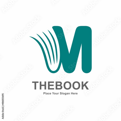 Abstract Letter M with book or paper logo vector design. Suitable for business, web, education, online store, and identity symbol