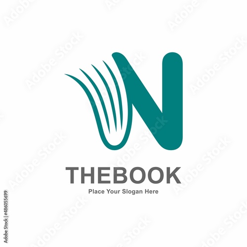 Abstract Letter N with book or paper logo vector design. Suitable for business, web, education, online store, and identity symbol