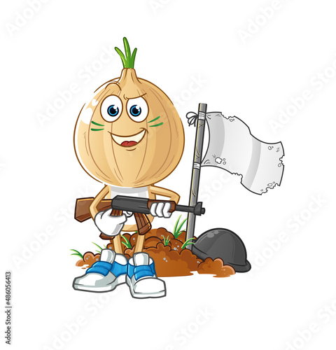 garlic head cartoon army character. cartoon mascot vector