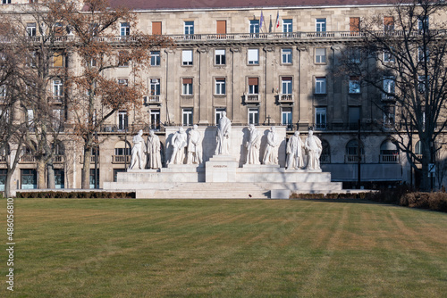 Kossuth Memorial is public monument dedicated to former Hungarian president Lajos Kossuth on Lajos Kossuth Square in Budapest Hungary photo