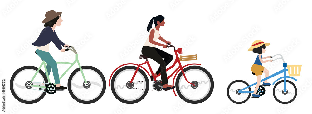 Fototapeta premium People riding a various bikes