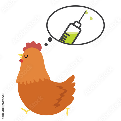 Sick chicken Swine Flu a vaccination concept