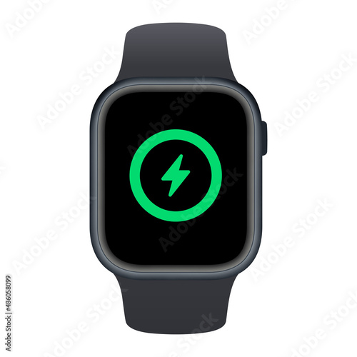 Smartwatch battery charge status icon. Smart watch full charge symbol.