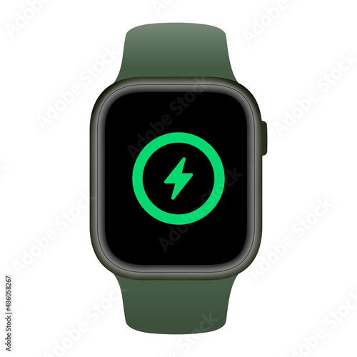 Watch with battery charge status display green mockup