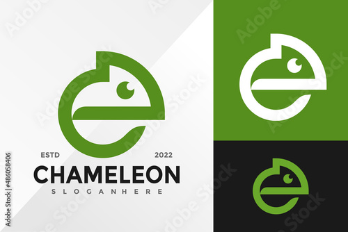 C Chameleon Logo Design Vector illustration template