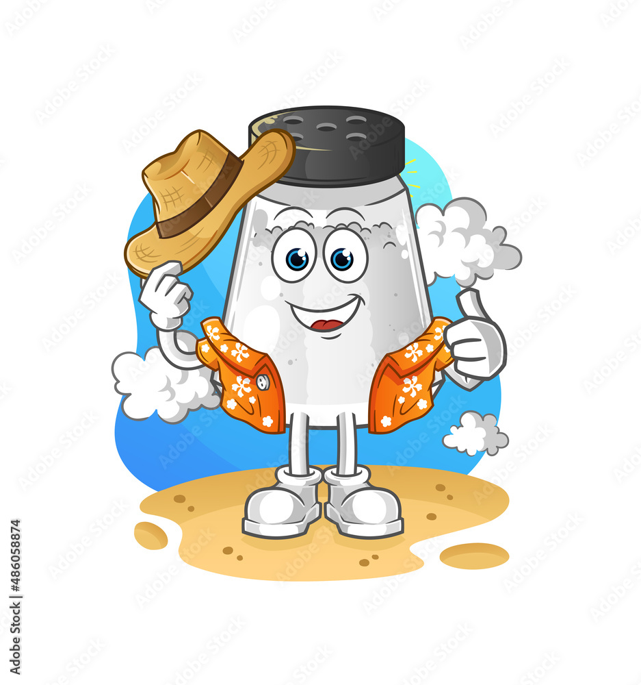 salt shaker go on vacation. cartoon mascot vector