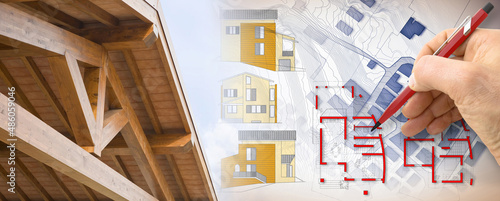 Photography Design and build wooden structure - concept with a wooden architecture and archi