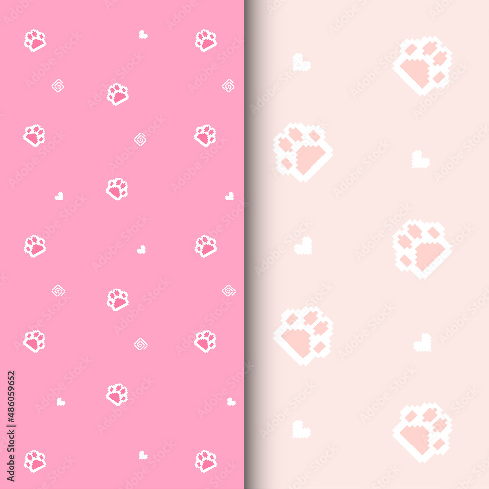 seamless pattern with cute cat foot