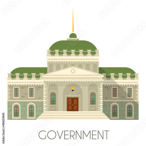 Government house icon. Community administration building facade