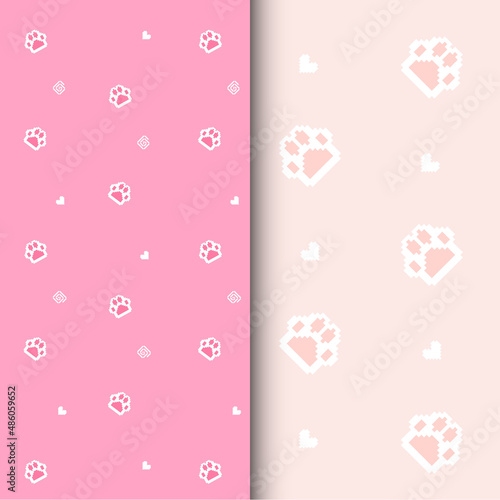 seamless pattern with cute cat foot