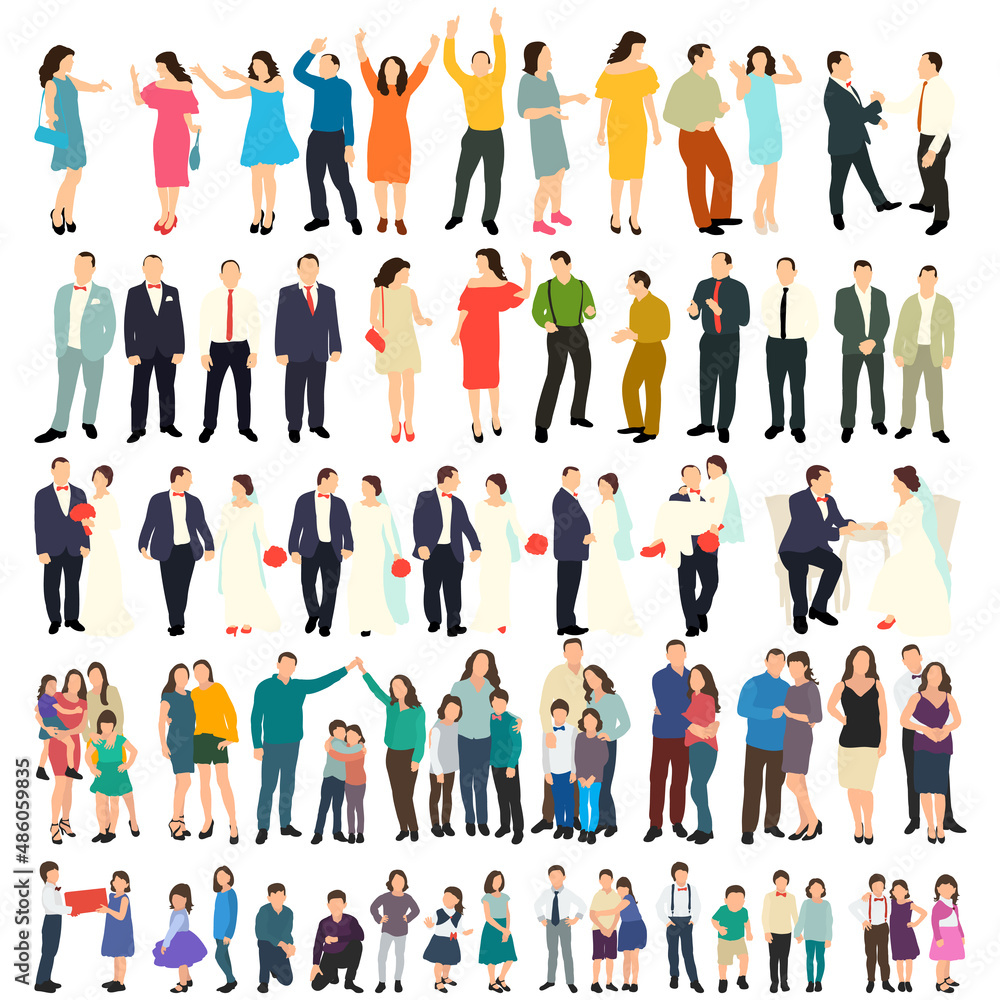 people set flat design on white background, vector