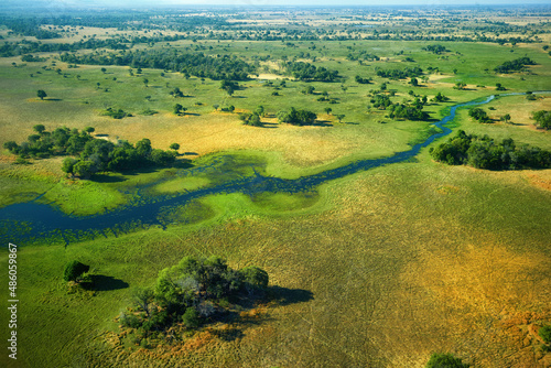 Aerial view of Okavango delta landscape. Botswana, Africa. photo